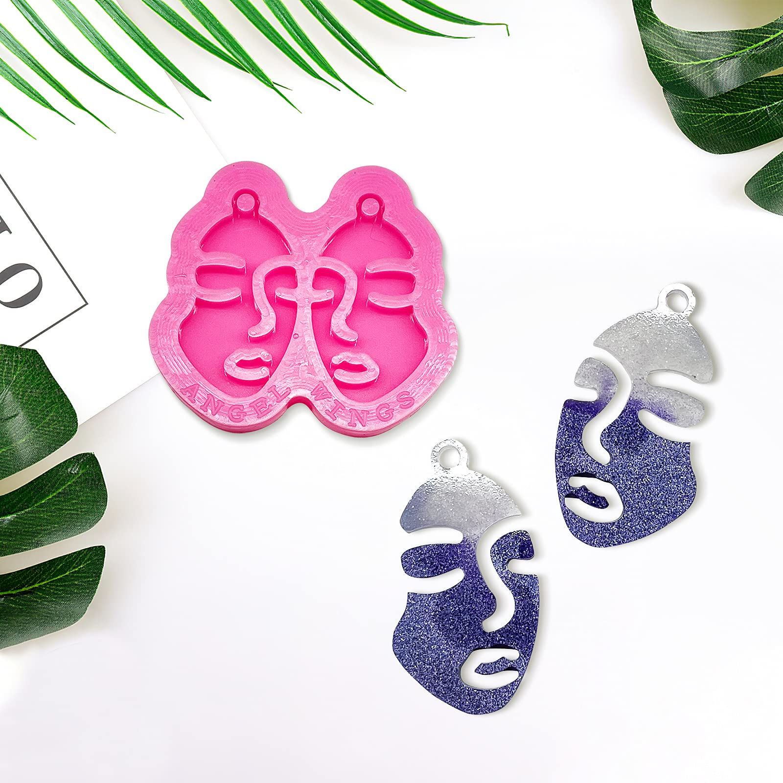 2Pcs Silicone Earring Molds for Jewelry Making - DIY Resin Casting Molds for Fashion Jewelry, Cute Face Shape Epoxy Resin Crafts (Size S/M) - Perfect for Handmade Earrings, Pendants & DIY Gifts