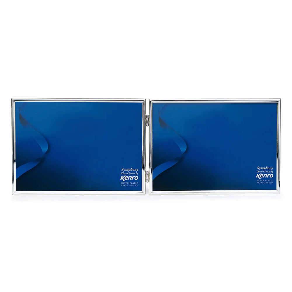 Kenro Symphony Classic Frame - Landscape Double 6x4 Silver Photo Frame - Perfect for Wall Decor, Home Office, and Gift Giving