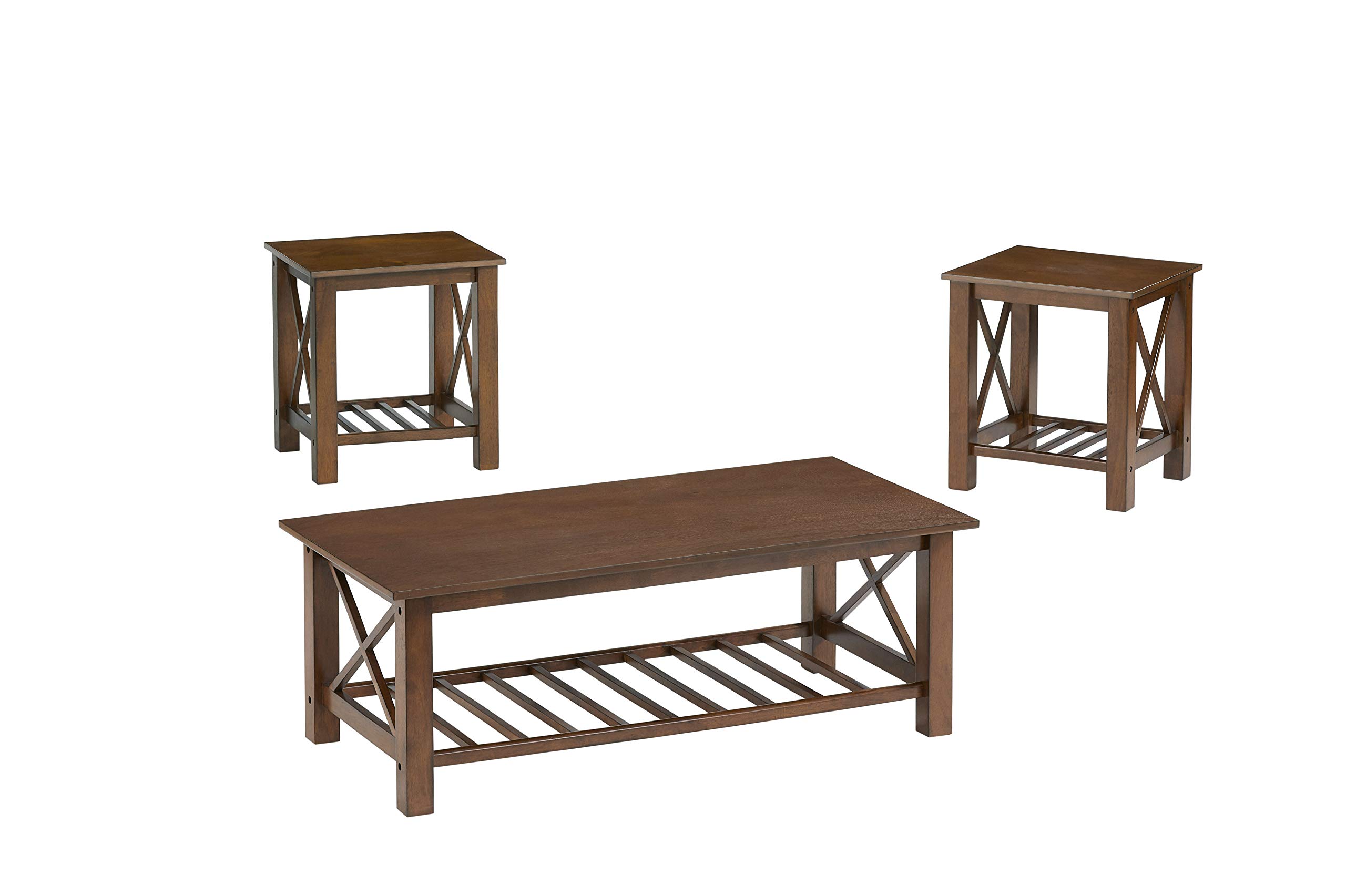 Progressive Furniture Sloan 3-Piece Coffee Table Set with Cocktail Table & 2 End Tables - Modern Living Room Furniture for Home Decor & Entertainment Spaces