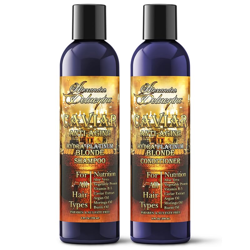 Delacqua Alexander Blonde Conditioner with Caviar - 8oz Hydrating Hair Treatment for Blonde & Highlighted Hair | Salon-Quality Care for Dry, Damaged Hair at Home