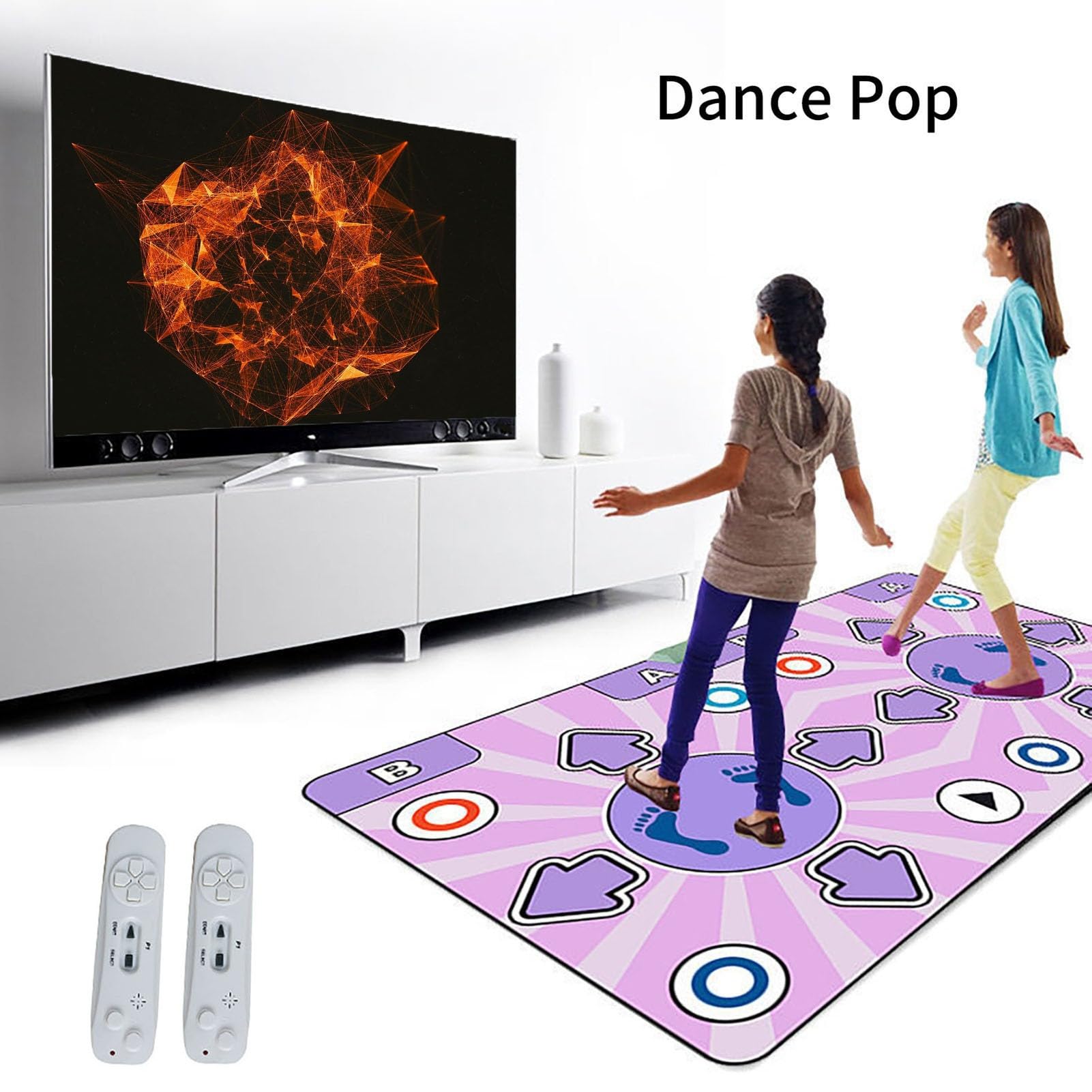 Electronic Dance Mat with 100 Music Tracks & 168 Games - Plug & Play Double Dance Pads for Fitness, Dancing, and Family Fun - US Plug - Perfect for Parties, Kids' Entertainment, and Home Workouts