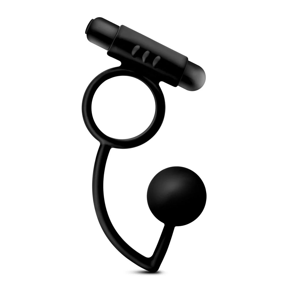 Premium Platinum Silicone Anal Ball & Vibrating Cock Ring Set - Dual Pleasure for Couples & Solo Play - Perfect for Sensual Massage, BDSM, and Intimate Exploration