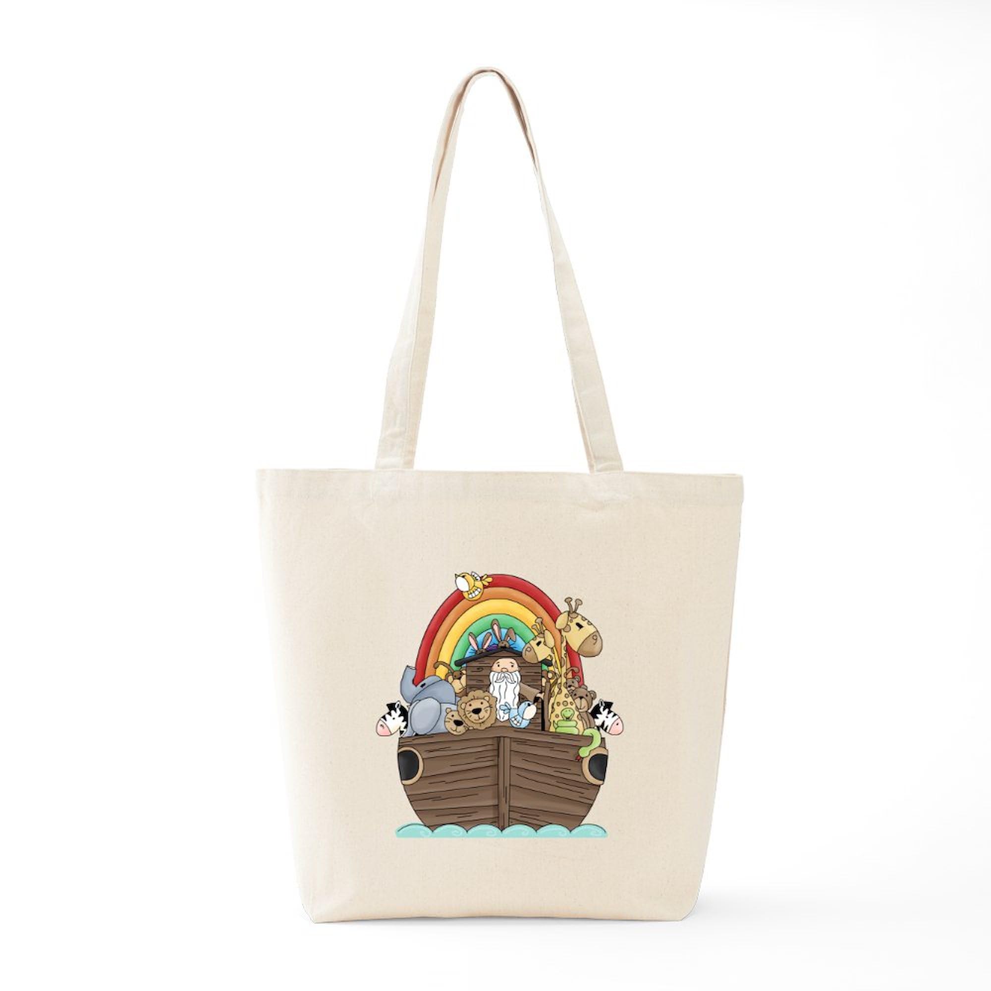 Noah's Ark & Rainbow Canvas Tote Bag - Eco-Friendly Reusable Shopping Bag for Groceries, Beach & Daily Use | Natural Cotton Carryall