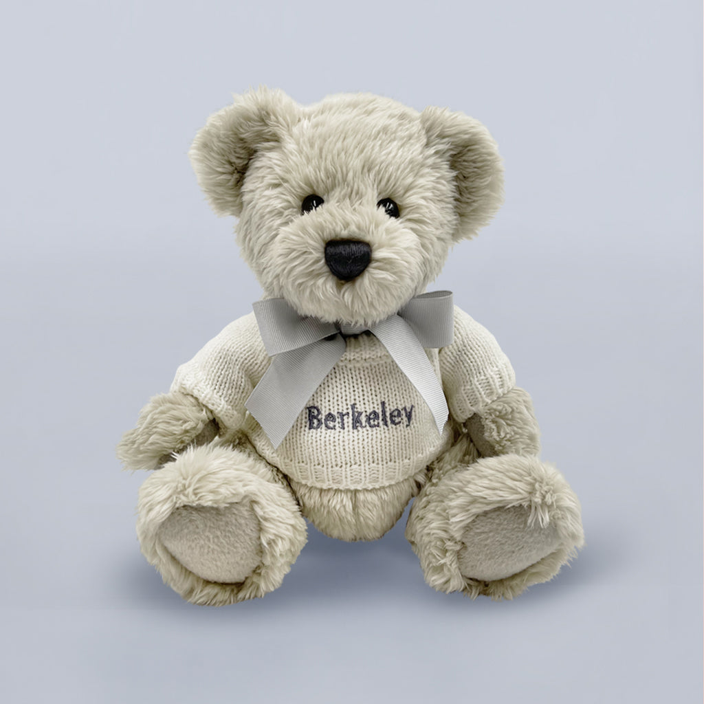 Personalized Christmas Baby Clothes Bouquet with Luxury Rose & Berkeley Bear in Grey - Perfect Gift for Newborns, Christening & Holiday Celebrations