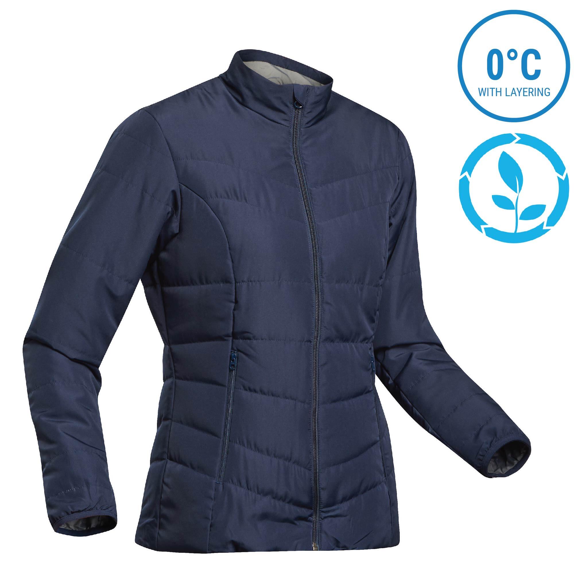 Forclaz Women's Synthetic Insulated Mountain Backpacking Jacket with Padding - Lightweight, Water-Resistant for Hiking & Outdoor Adventures (32°F/0°C Rating) - Perfect for Camping, Trekking & Cold Weather Activities
