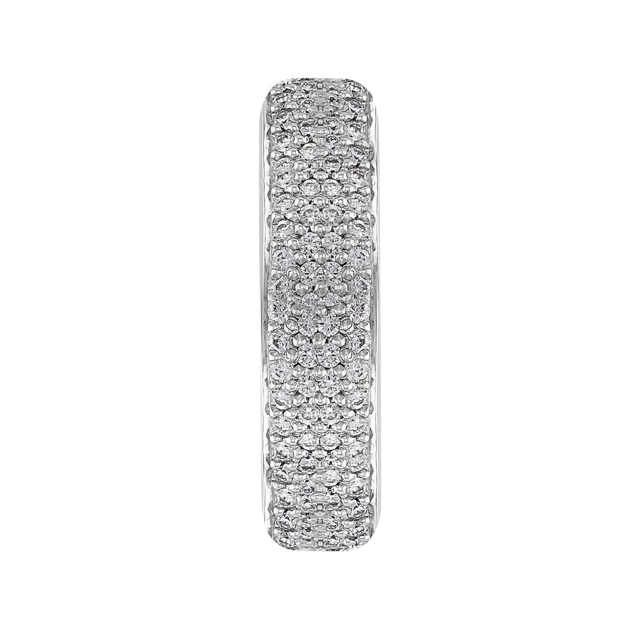 18K White Gold Triple Row Diamond Eternity Wedding Band Ring for Women - Perfect for Anniversary, Engagement, and Bridal Jewelry Gifts