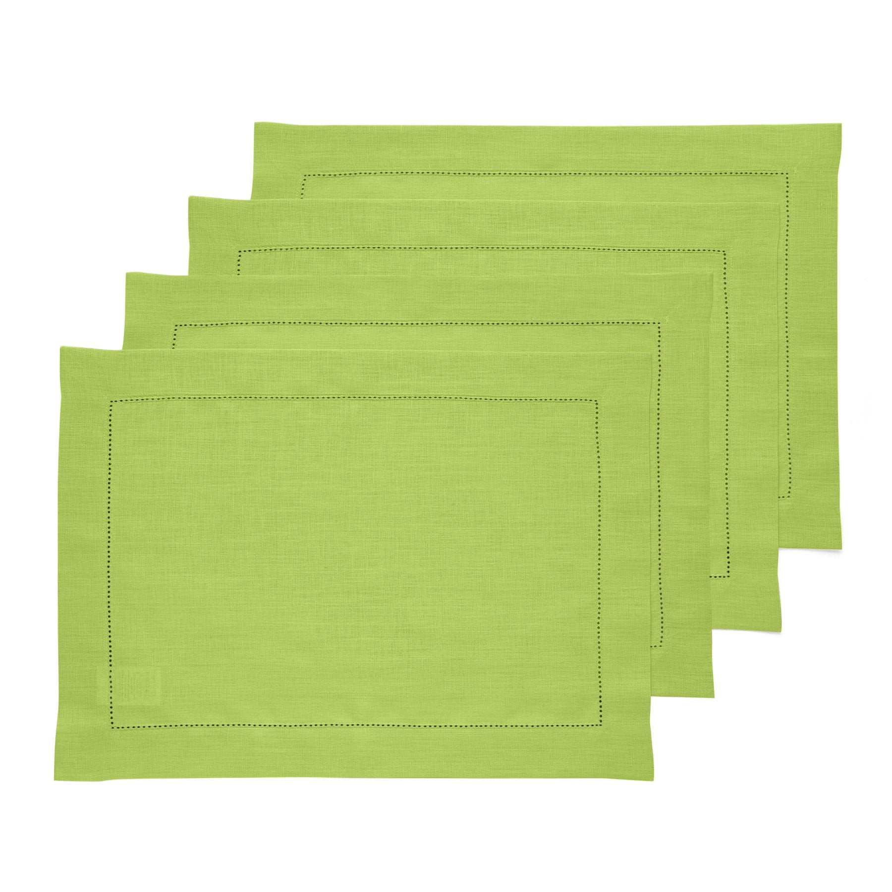 Elegant Classic Hemstitch Placemats Set of 4 - Premium Linen Table Mats for Dining Room Decor - Perfect for Thanksgiving, Christmas Dinner & Formal Entertaining