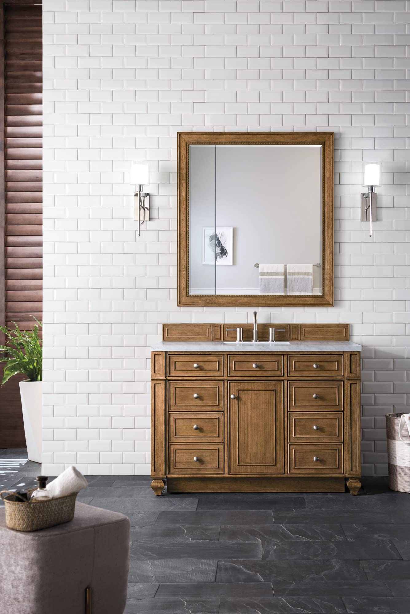 44 Inch Silver Gray Rectangular Wall Mirror - Perfect for Bathroom, Bedroom, or Entryway Decor