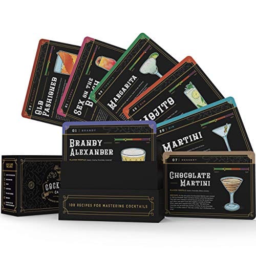 100 Cocktail Recipe Cards - Bartender Flashcards with Step-by-Step Instructions & Video Tutorials | Perfect for Home Bars, Parties & Mixology Enthusiasts
