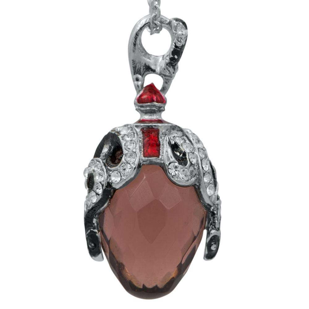 Regal Serpent: 20-Inch Royal Egg Pendant Necklace with Crystal Snake on Black Stone - Perfect for Gothic Fashion, Costume Jewelry & Unique Gift Giving
