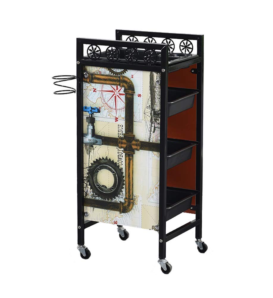 Professional Barber Trolley with 4 Wheels & Drawers - Hairdressing Tool Storage Cart for Salon, Spa & Home Use - Includes Dryer Holder for Styling Stations & Mobile Beauty Services