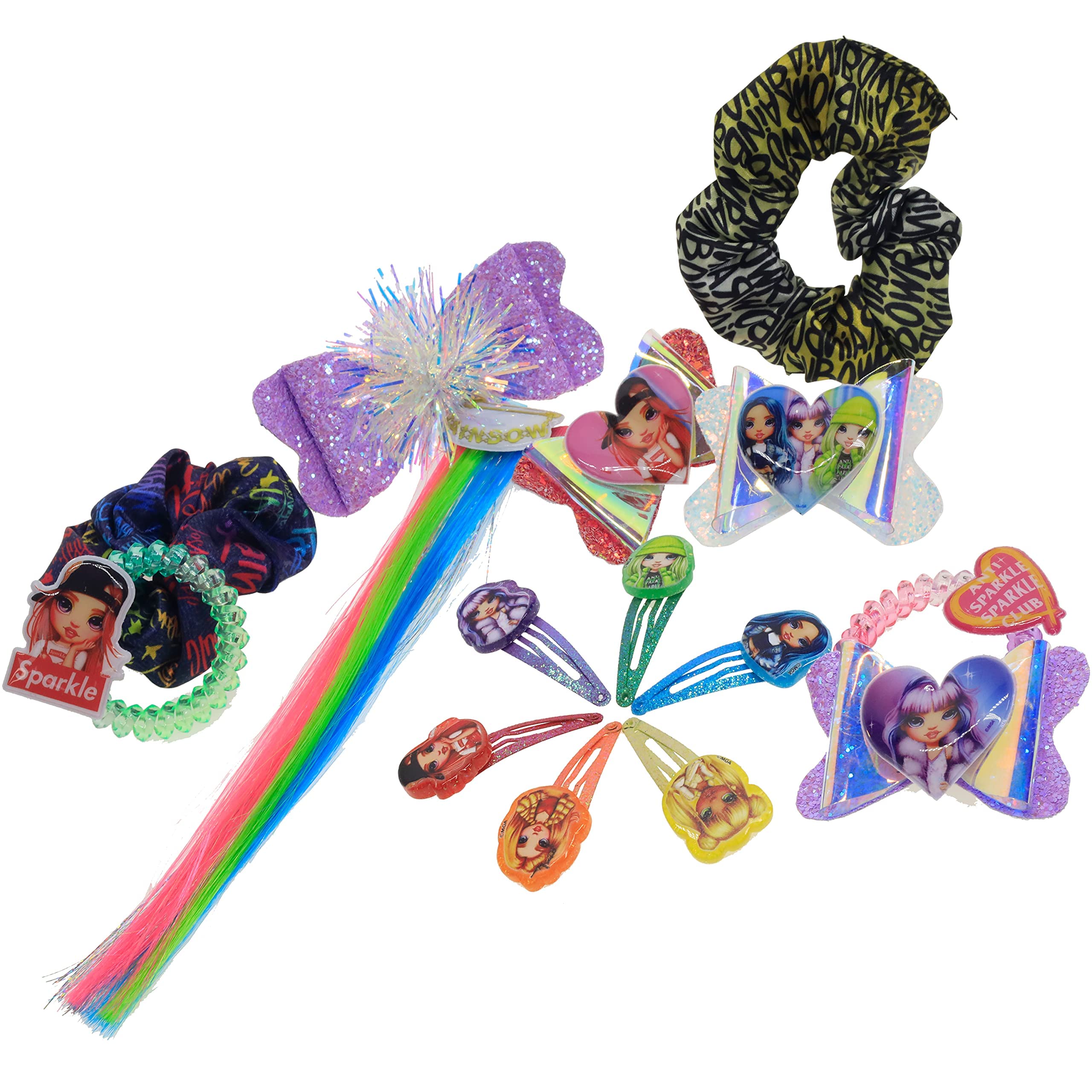 Rainbow High Fashion Doll Hair Accessories Set - 15 Pcs with Hair Bows, Extensions, Scrunchies & Clips | Perfect Gift for Girls Ages 3+ | Great for Birthday Parties, Sleepovers, Dress-Up Play & Doll Styling