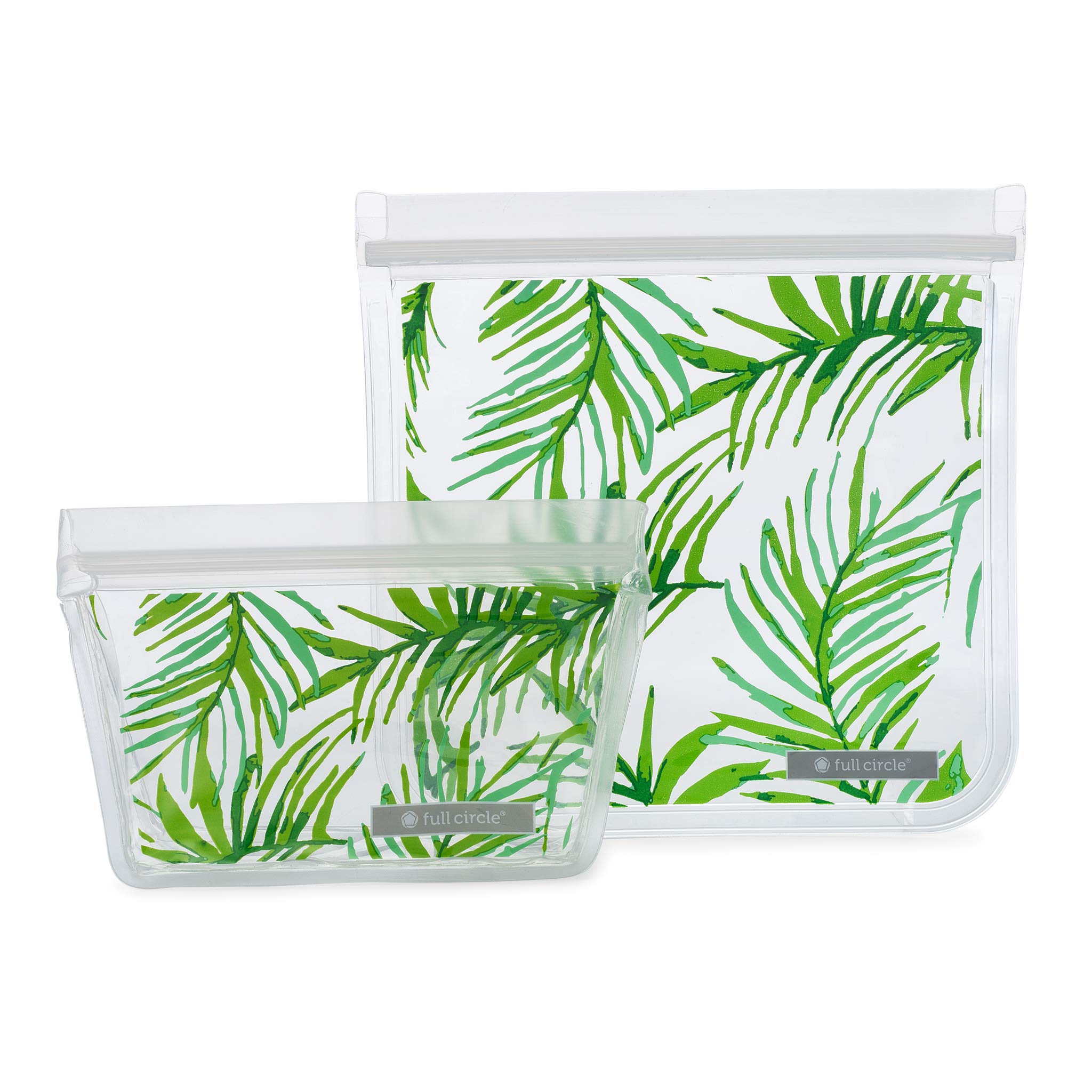 Eco-Friendly Reusable Snack Bags - Leak-Proof & BPA-Free Food Storage Pouches - Set of 2 Palm Leaf Design - Perfect for School Lunches, Picnics & On-the-Go Snacks