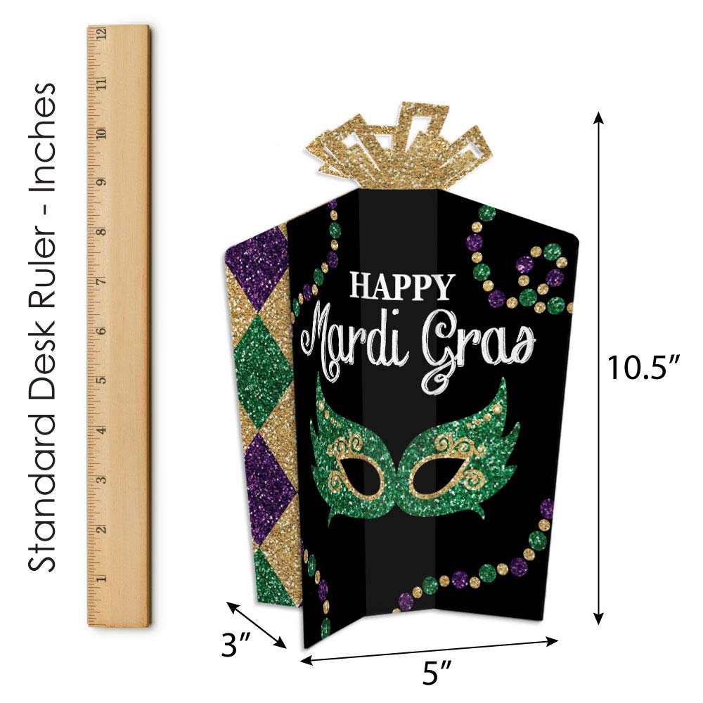 Big Dot of Happiness Mardi Gras Table Decorations - 10 Pack Fold & Flare Masquerade Party Centerpieces for Mardi Gras, Carnival, Wedding, and Birthday Celebrations
