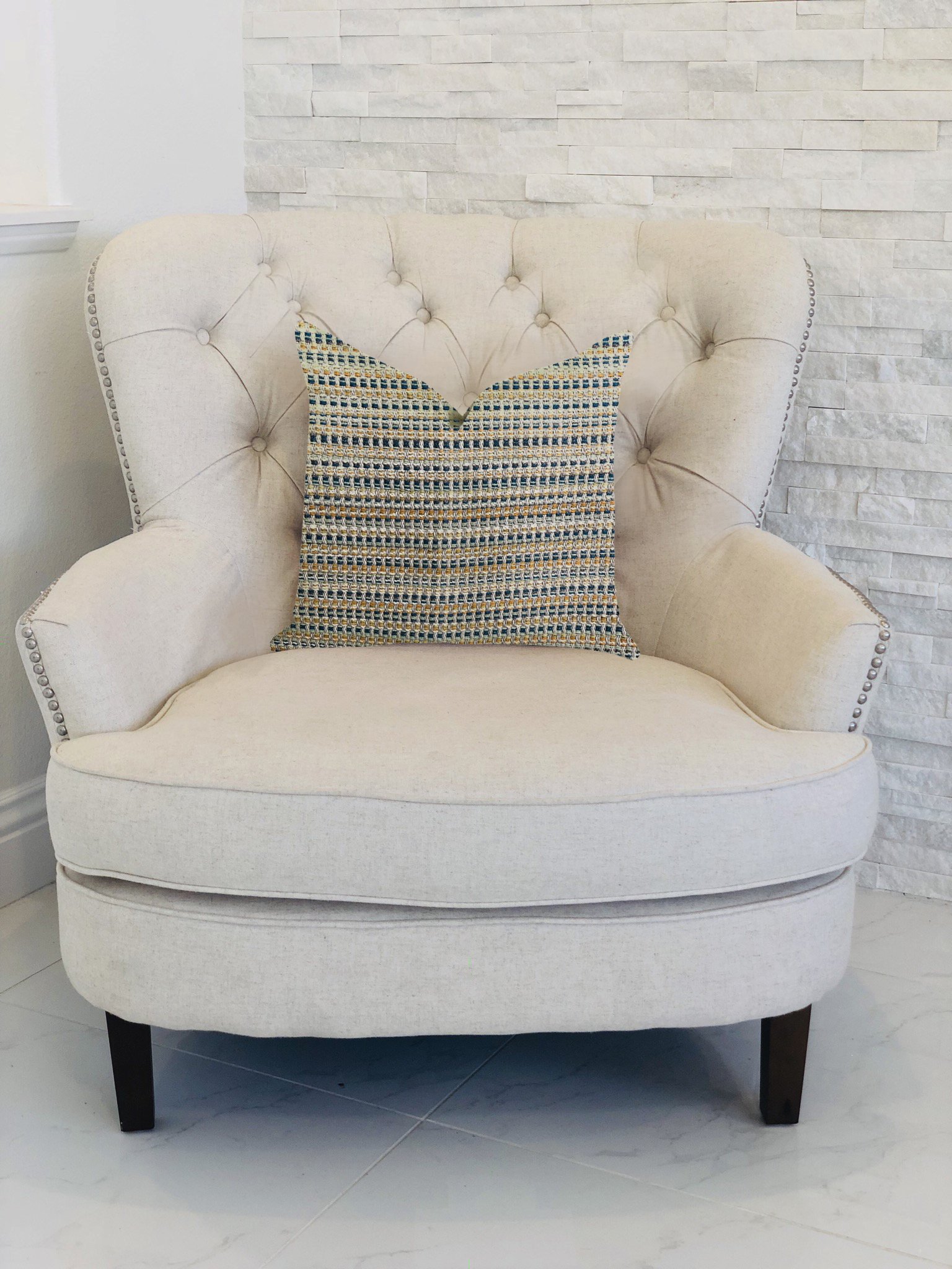 Plutus Brands Peyton Braid Double Sided Luxury Throw Pillow 20x26 Inches - Soft Decorative Couch Pillow for Living Room, Sofa, Bed - Beige, Blue, Brown Home Decor Accent