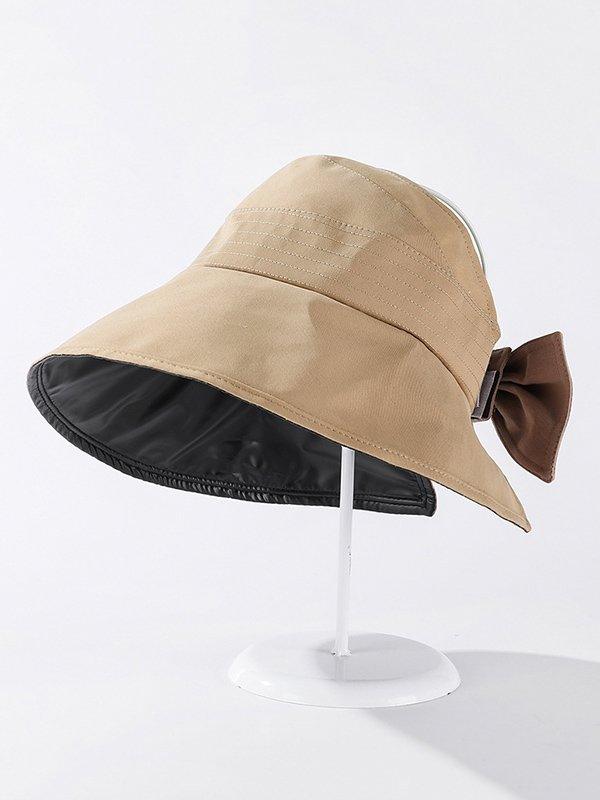 Lovevop Women's Casual Solid Color Bow Embellished Sun Protection Hats - UV Protection Wide Brim Floppy Beach Hat for Summer Outdoor, Travel & Gardening