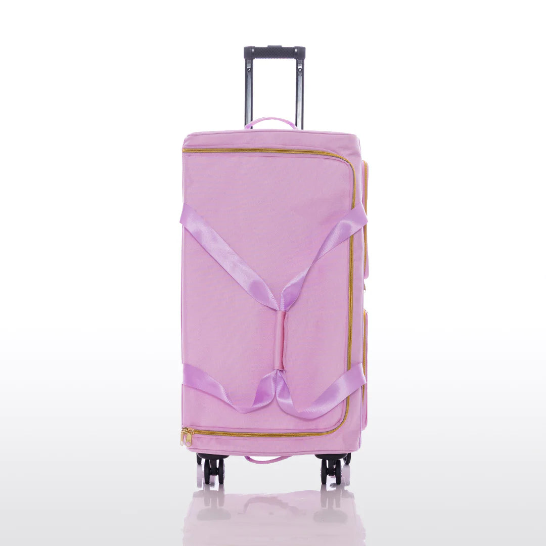 Rac n Roll Large Pink Built-in Bag - Stylish and Spacious Travel Organizer for Women, Perfect for Gym, Work, and Weekend Getaways