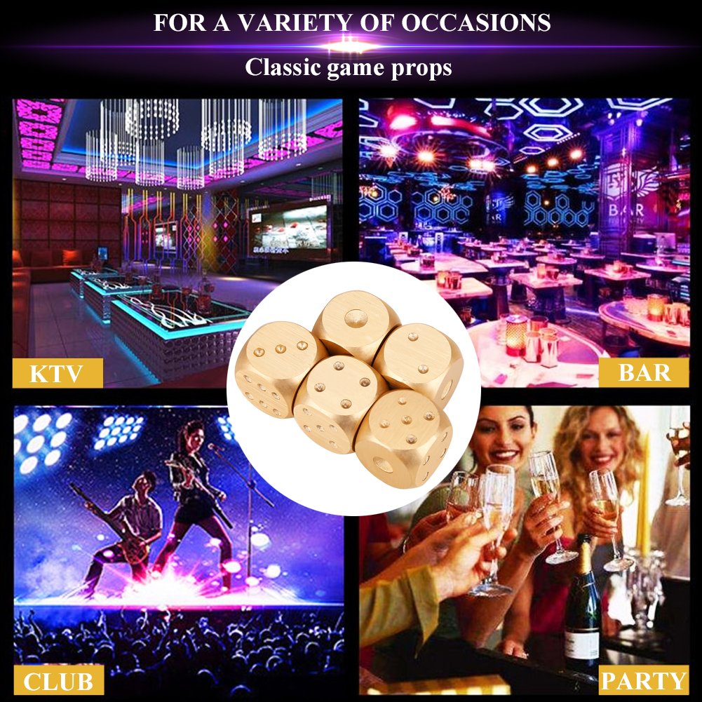 Premium 5-Piece Gold Dice Set for Tabletop Games, Gambling & Entertainment - Perfect for Christmas Gifts, Casino Nights & Board Game Parties (VGEBY Gold Box)