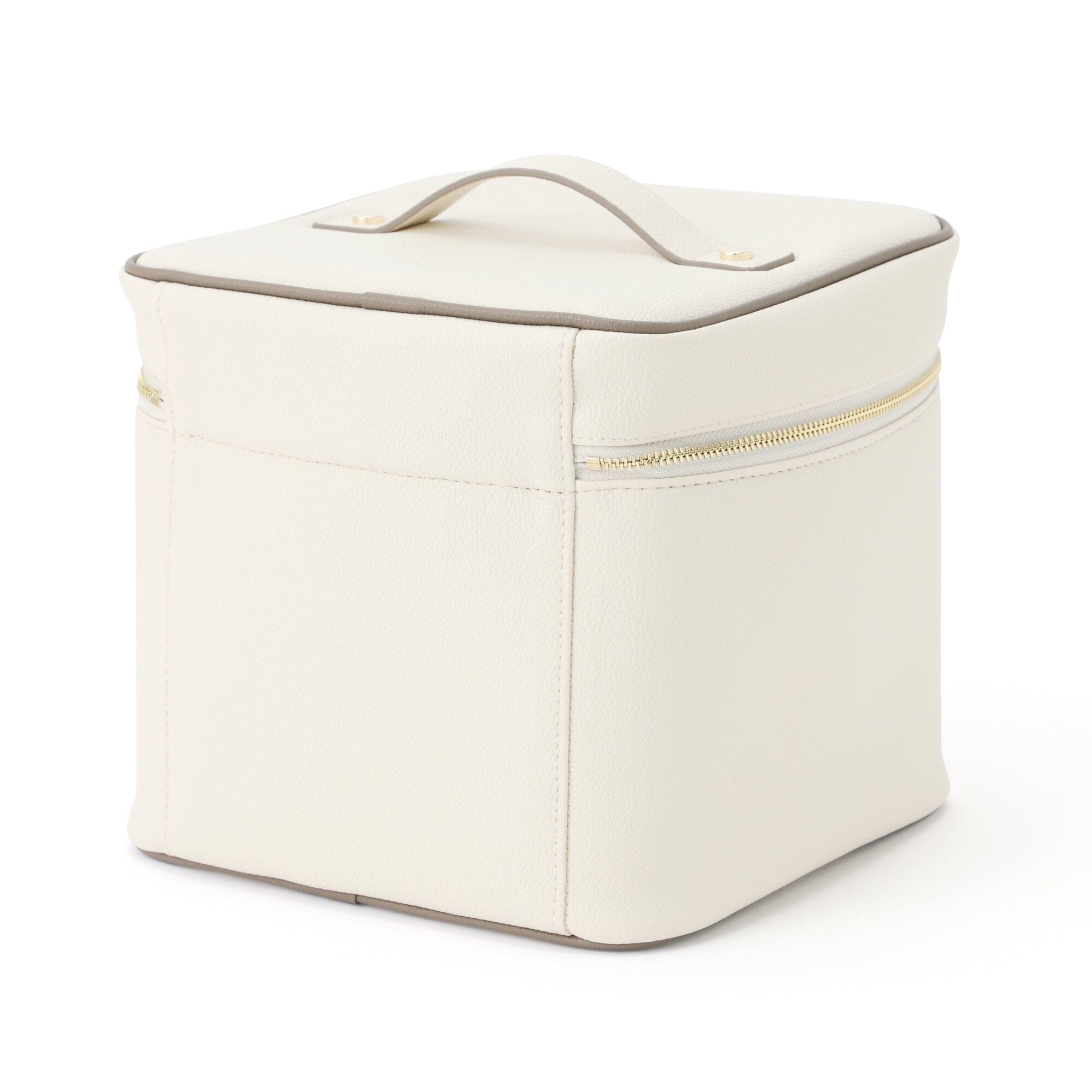 Bicolor Vanity Pouch L Ivory - Elegant Makeup Bag for Women | Perfect for Travel, Gym & Daily Essentials Organization