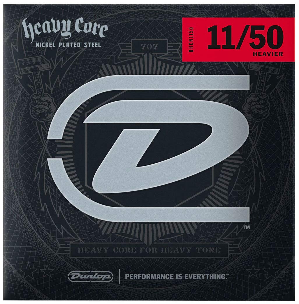 Dunlop DHCN1150 Heavy Core Nickel Wound Electric Guitar Strings (0.11-0.50 Gauge) 6-Pack - Perfect for Rock, Metal & Blues Performances