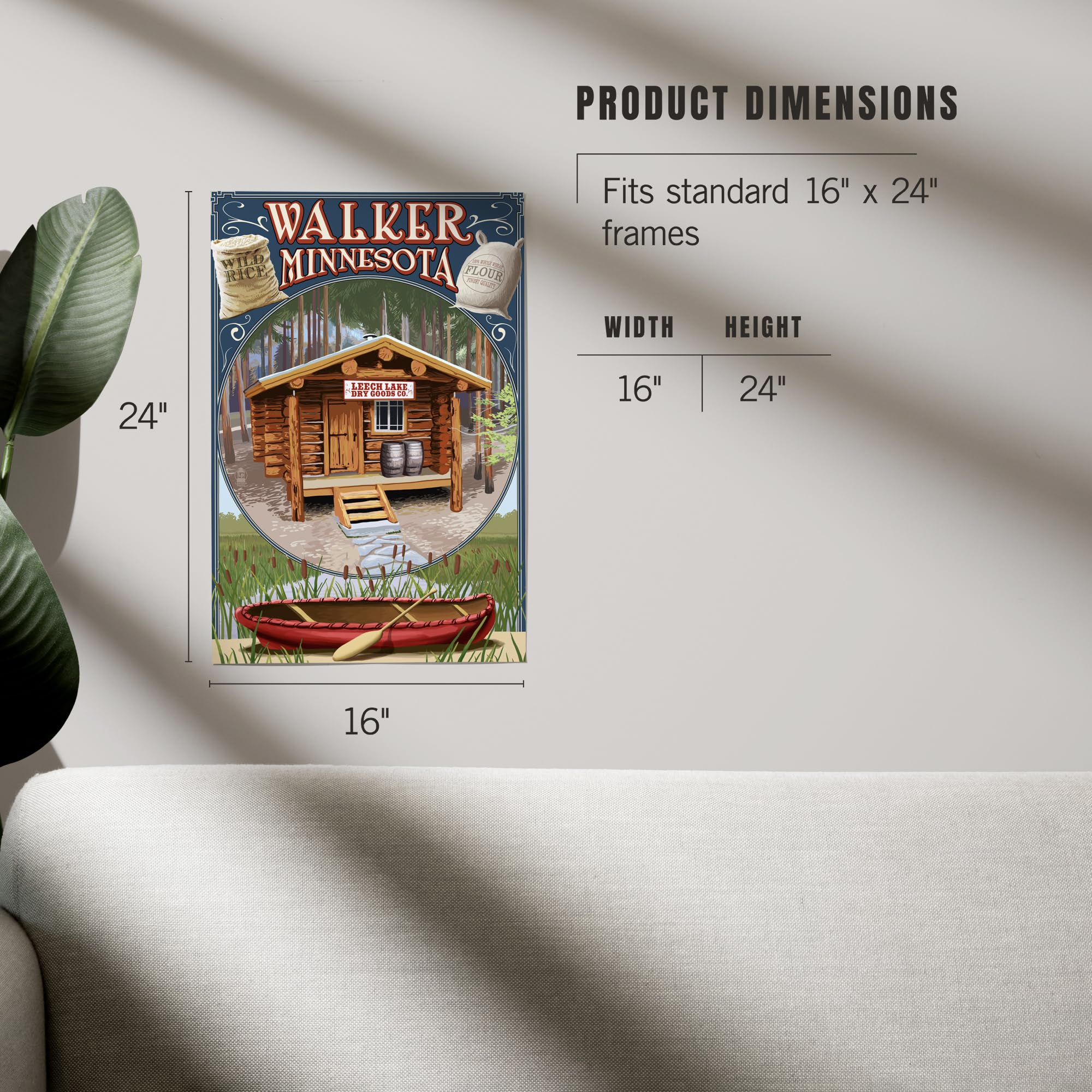Lantern Press 16x24 Inch Giclee Art Print - Walker Minnesota General Store Scene Wall Decor - Perfect for Living Room, Bedroom & Office