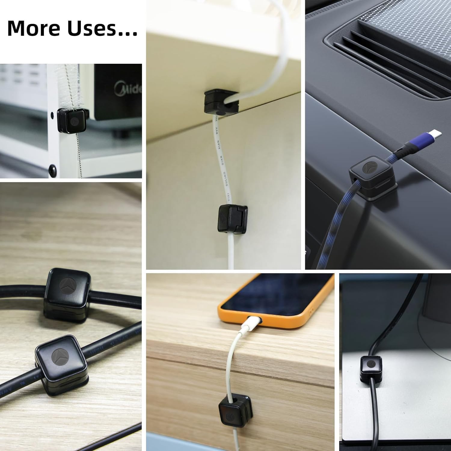 ENTYTEE Magnetic Cable Clips (7-Pack) - Adjustable Cord Holder for Desk, Wall & Car - Under Desk Cable Management Organizer for Home Office, Phone, Nightstand & Desktop - Perfect for Workspace & Vehicle Organization