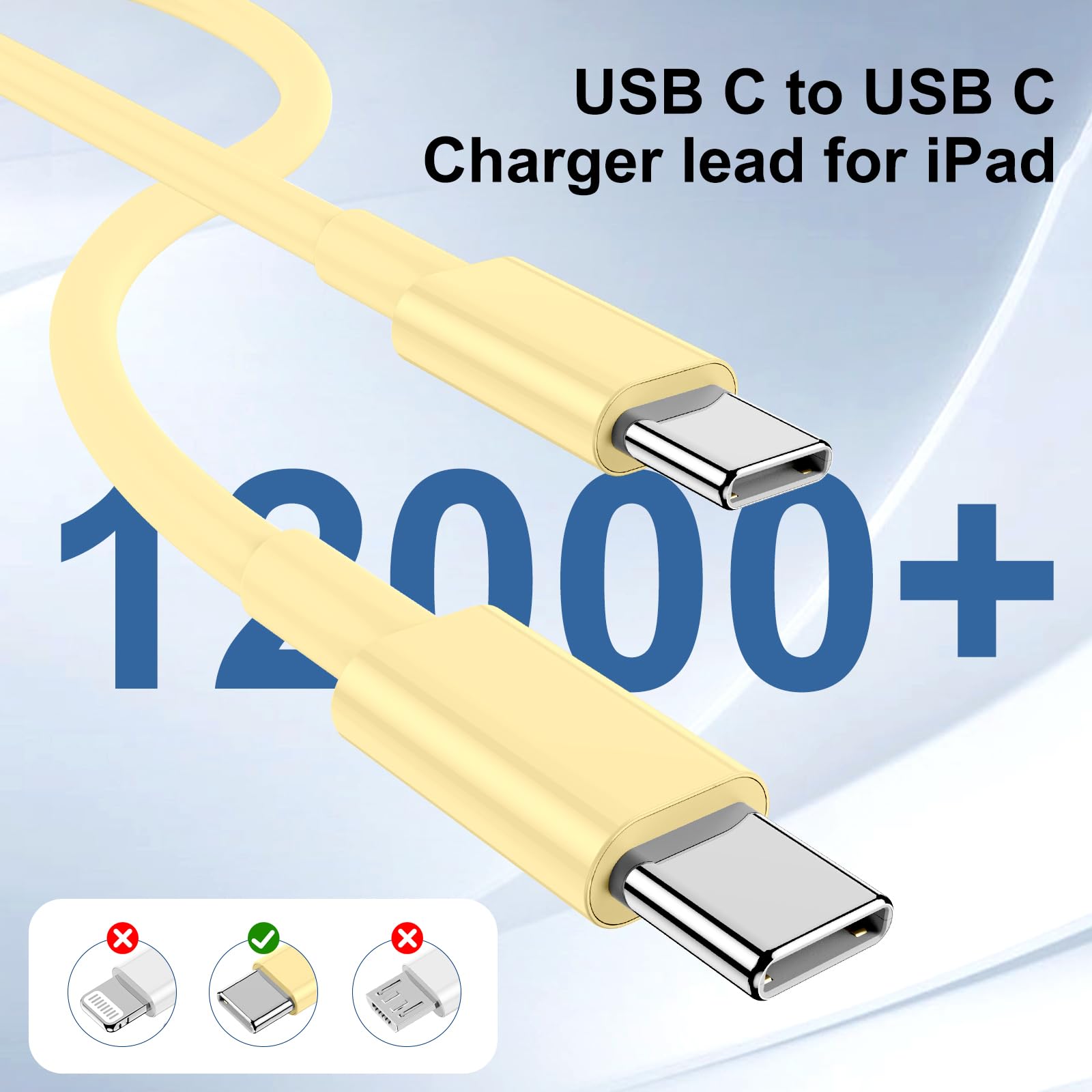 Susnwere 3-Pack 20W Fast USB C Charger with 10ft Cable - Compatible with iPhone 16/15/Pro/Pro Max, iPad Pro, AirPods & Samsung - Quick Charging Wall Adapter for Home, Office & Travel