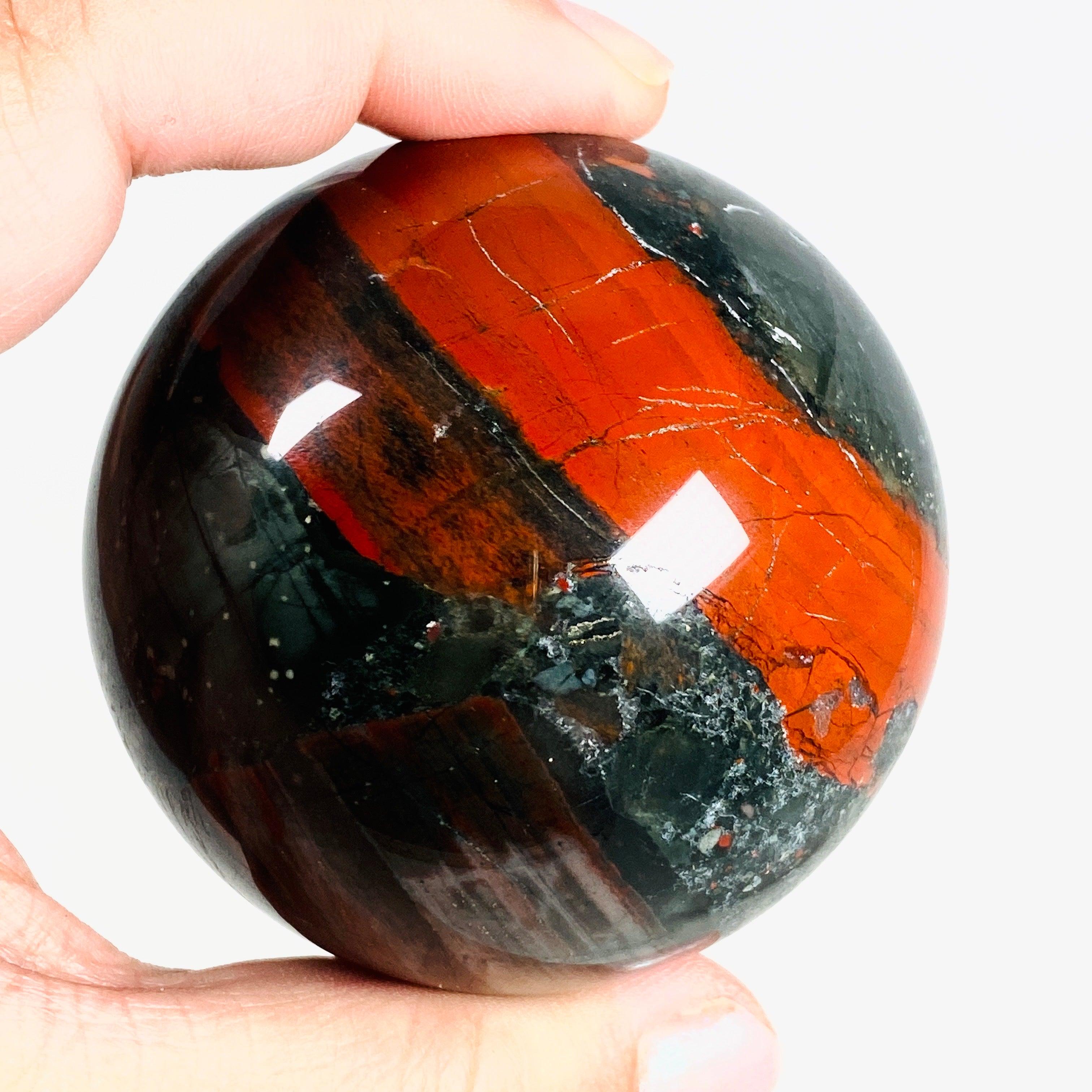 African Bloodstone Sphere ABS 5 - Natural Healing Crystal Ball for Meditation, Chakra Balancing & Home Decor - Perfect for Yoga, Reiki & Spiritual Gifts