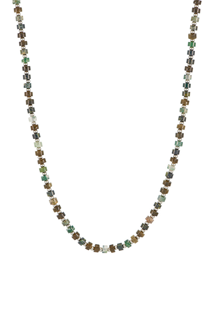 Men's Mixed Green Gemstone Rondelle Necklace - Natural Stone Beaded Jewelry for Men - Perfect for Casual Wear, Gifts & Special Occasions