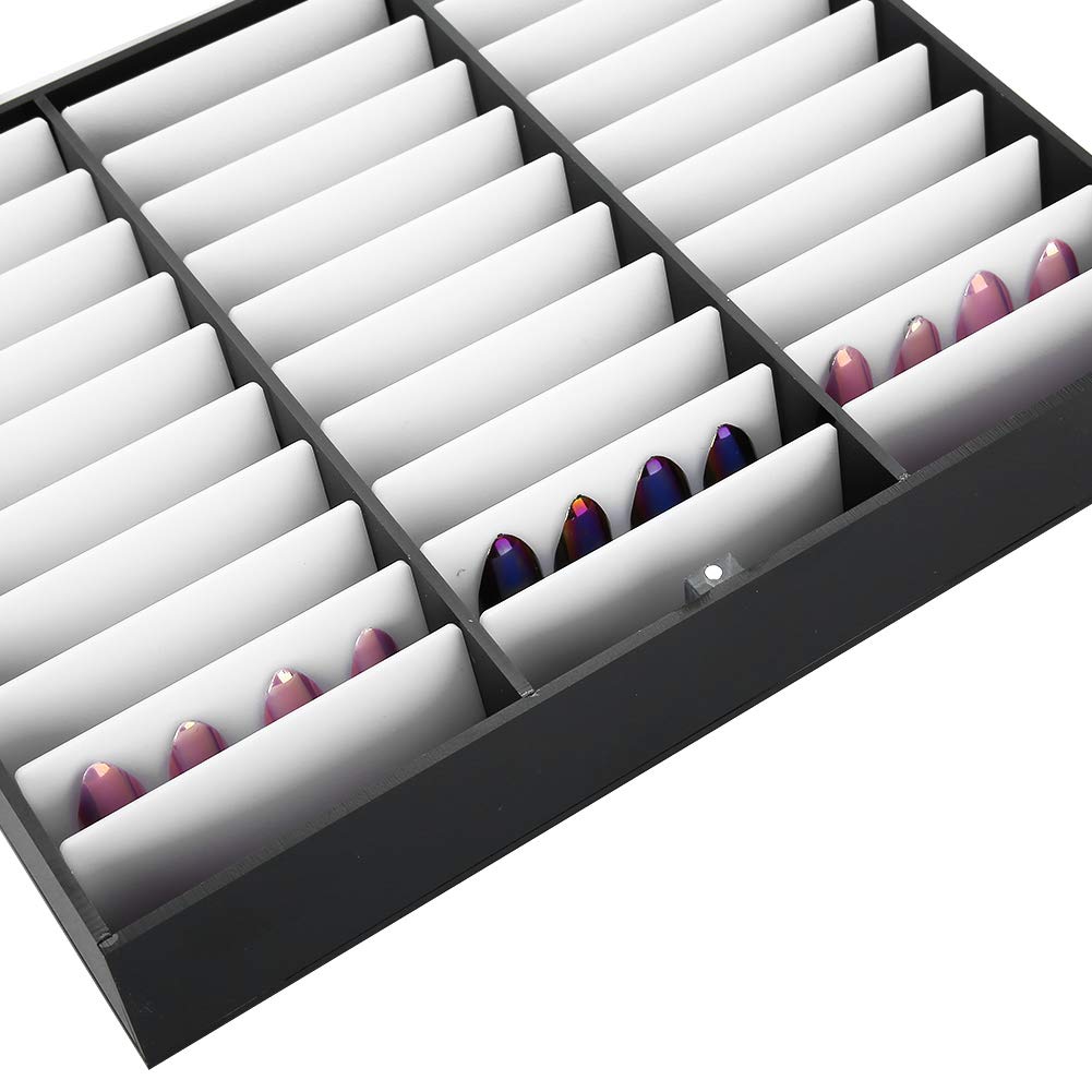 Empty Nail Tips Storage Box - Black Nail Art Decoration Container & Fake Nail Display Case for Salon, DIY Manicure & Professional Nail Artists