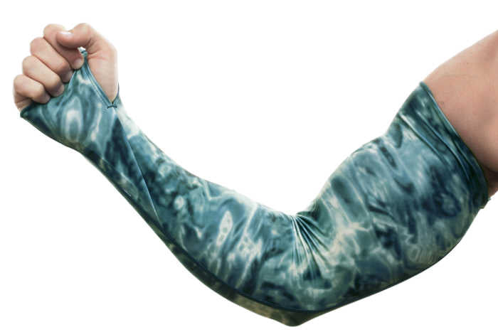 Men's UV Protection Adjustable Arm Sleeves with Aqua Design - Perfect for Outdoor Sports, Cycling, Running & Sun Safety