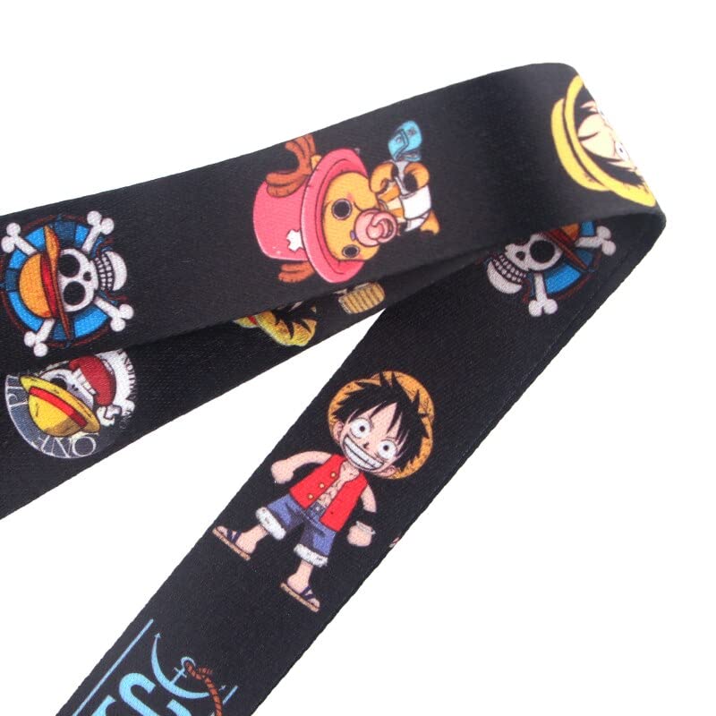 One Piece Anime Manga Series Black Lanyard Keychain ID Badge Holder - Official Anime Merchandise for Fans, Cosplay & Convention Accessories