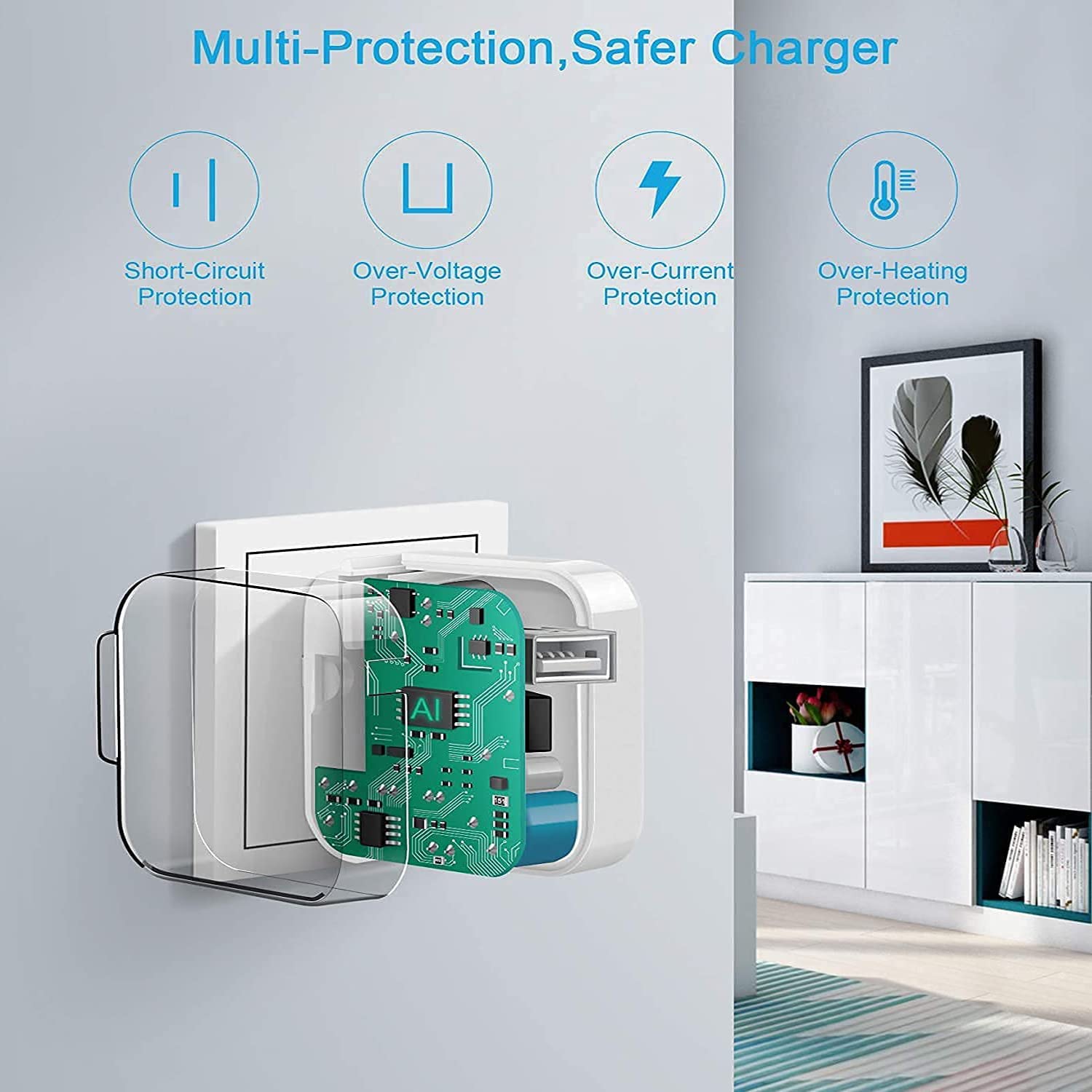 MFi Certified Fast Charger Block & 6.6FT USB to Lightning Cable (2-Pack) - 12W Wall Plug Charger for iPad 9th/8th/Pro/Air/Mini & iPhone - Portable Foldable Design for Home, Office & Travel Charging