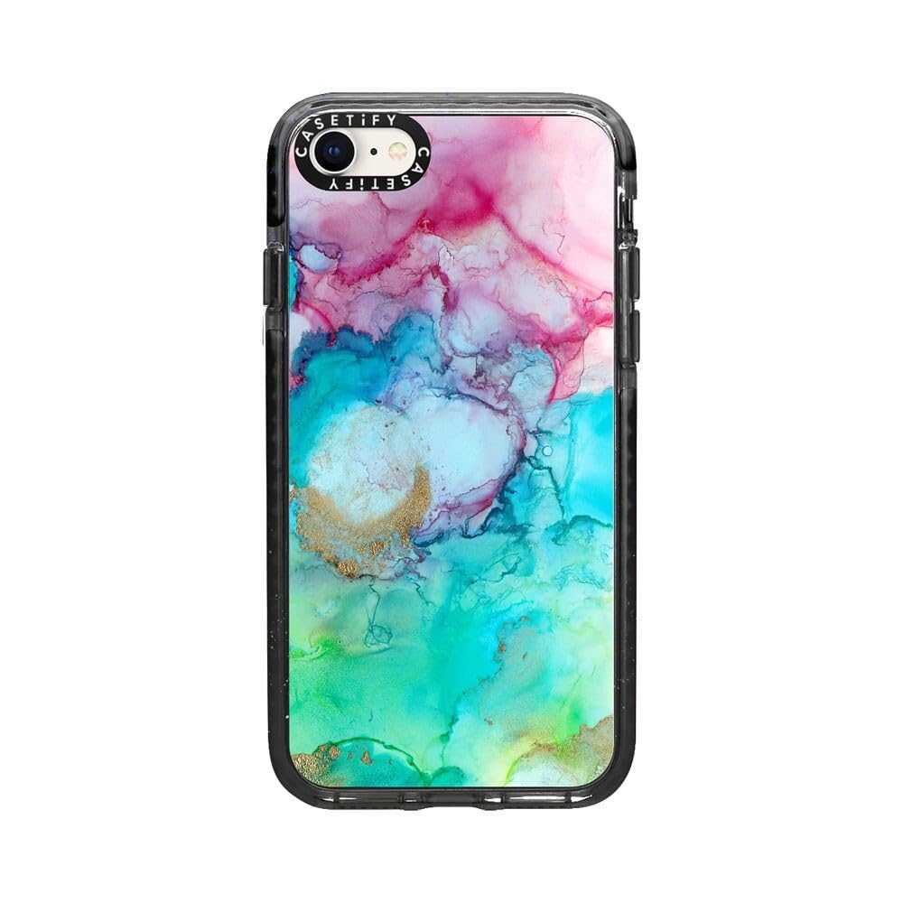 CASETiFY Impact Case for iPhone SE (2020/2022) & iPhone 7/8 - Mermaid Water Design - Clear Black Protective Phone Cover - Perfect for Everyday Use, Travel & Outdoor Activities