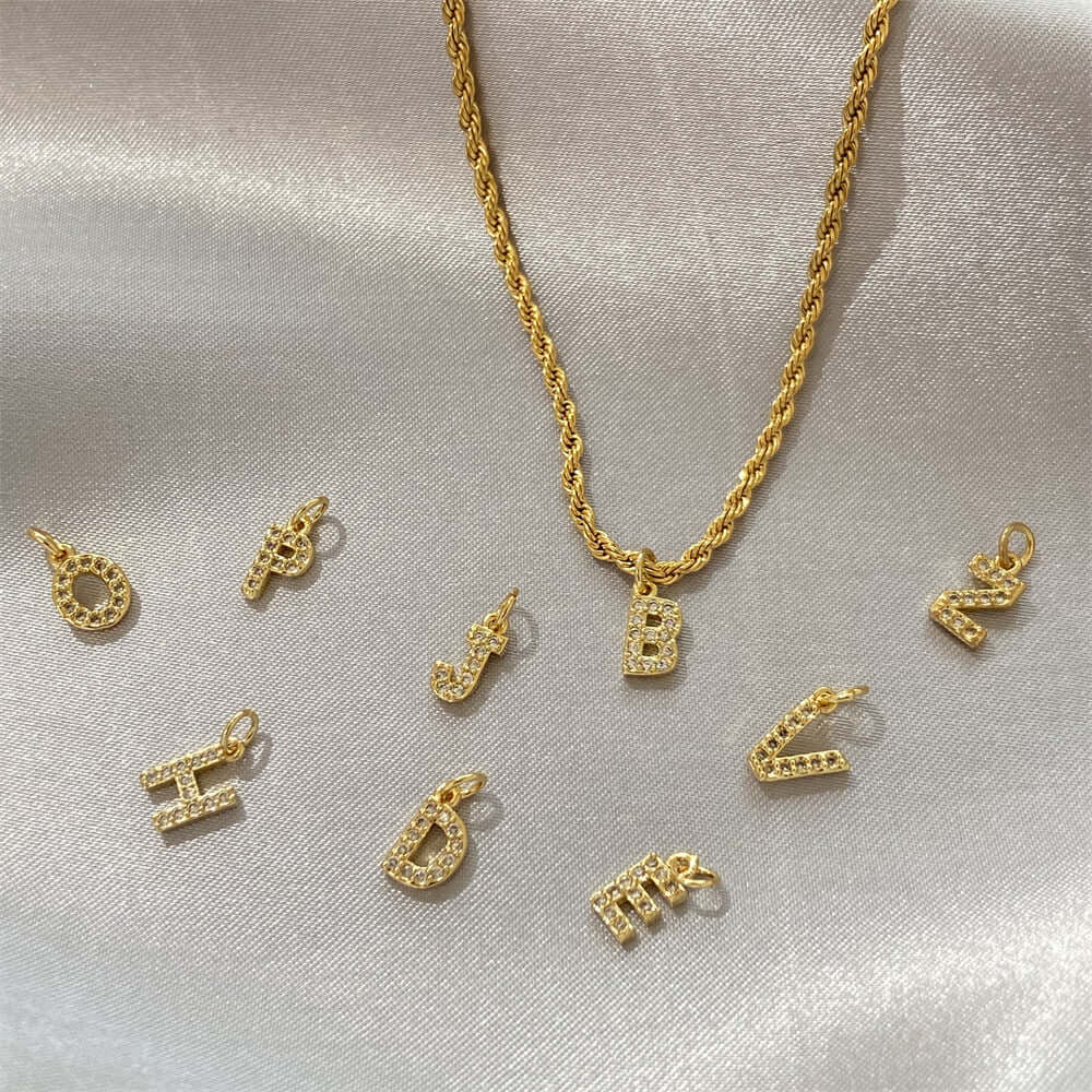 14K Gold Alphabet Charm Pendant Necklace - Personalized Initial Necklace for Women, Gift for Her | Perfect for Birthdays, Anniversaries & Everyday Wear (HSN701)