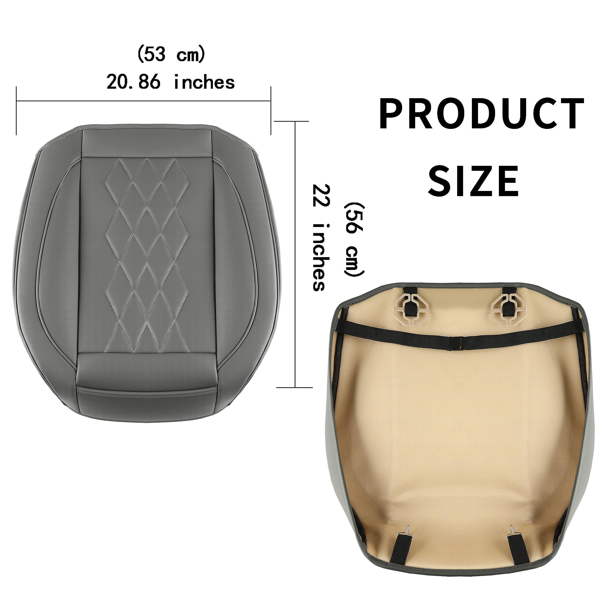 JOJOBAY 2-Pack Premium Leather Car Seat Covers - Padded & Anti-Slip Front Seat Protectors for 95% Vehicles (Grey) | Perfect for Daily Commute, Road Trips & Protecting Car Interiors