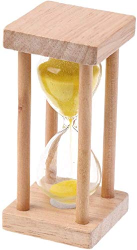 5 Minute Wooden Sandglass Hourglass - Kitchen Timer, Egg Timer, Decorative Clock - Perfect for Cooking, Baking, Games & Home Office Decor (Yellow)