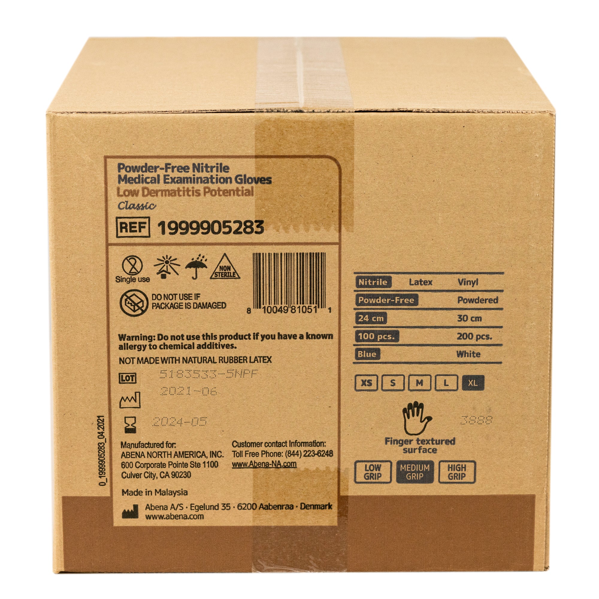 Abena Nitrile Gloves - Chemotherapy Approved, Latex-Free, Powder-Free Disposable Gloves for Medical Use, Food Handling & Cleaning - 100/Box
