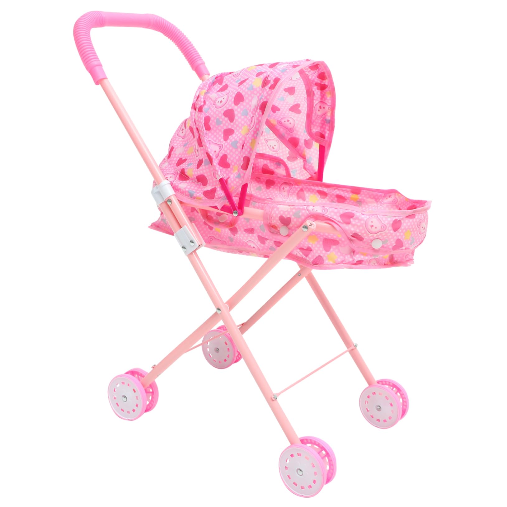 VICASKY Pink ABS Doll Stroller Accessories - Love Cart Ornament Toy for Girls, Children's Play Wagon & Small Stroller Furniture - Perfect for Pretend Play, Role Playing, and Nursery Decor