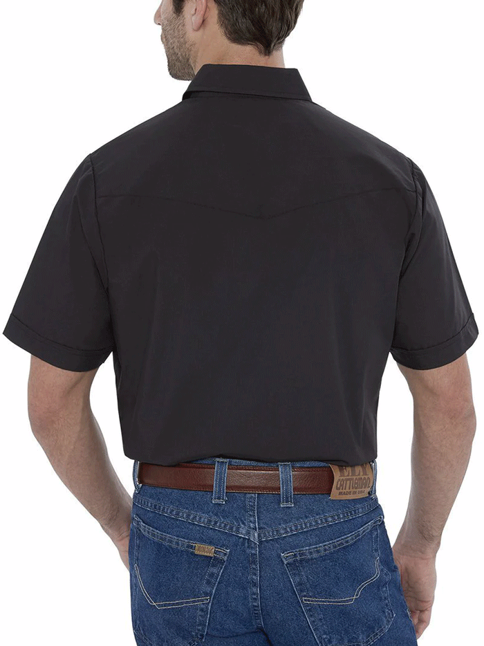 Ely Cattleman 15201605 89 Men's Short Sleeve Solid Western Shirt - Black - Perfect for Rodeo, Country Music Festivals & Casual Western Wear