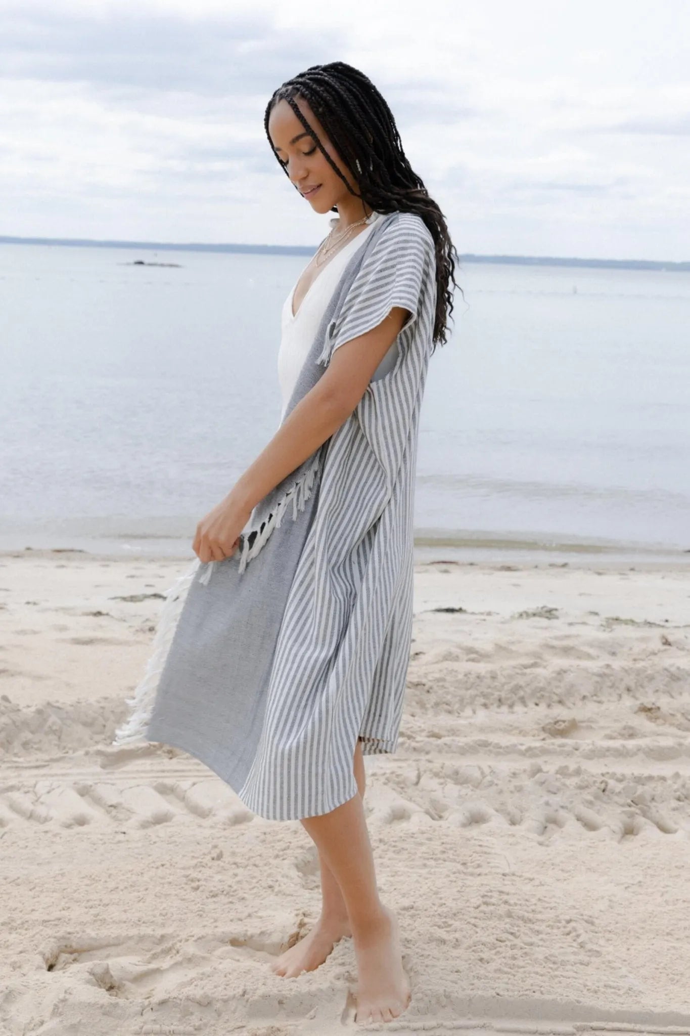 Turkish Towel Cover Up Kimono - Lightweight Beach Wrap, Boho Chic Shawl for Women - Perfect for Poolside, Vacation, and Summer Outfits