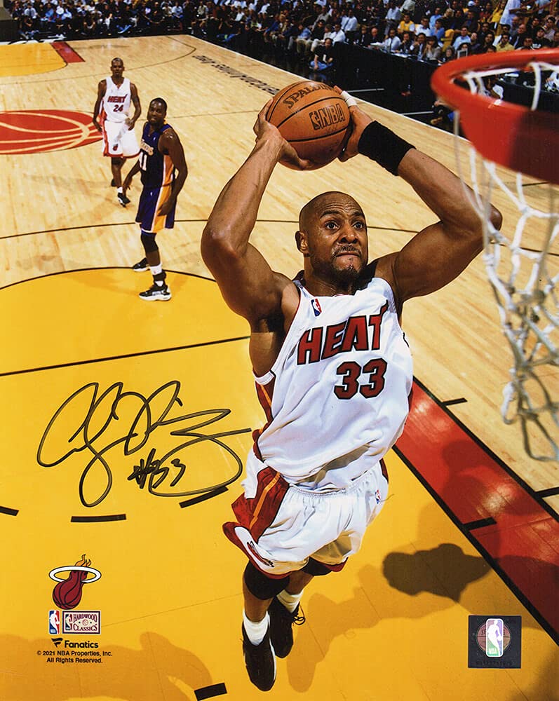 Authentic Alonzo Mourning Signed Miami Heat 8x10 Action Photo - Schwartz COA | NBA Memorabilia for Collectors & Sports Fans | Perfect for Man Cave, Game Room, or Office Decor