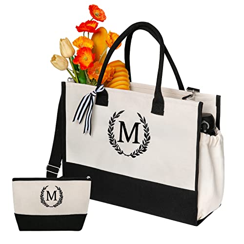 Personalized Monogram Tote Bag with Zipper for Women - Customized Valentine's Day & Birthday Gift Ideas - Perfect for Work, Travel, Shopping & Everyday Use