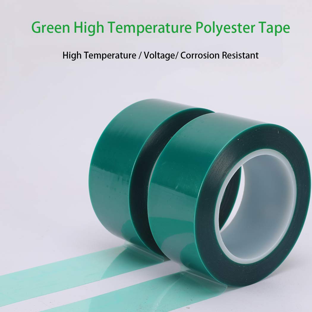 High-Temperature 2 Mil Polyester Tape with Silicone Adhesive - 3.5 Mil Thickness PET Tape for Powder Coating & E-Coating (6 Rolls, 2