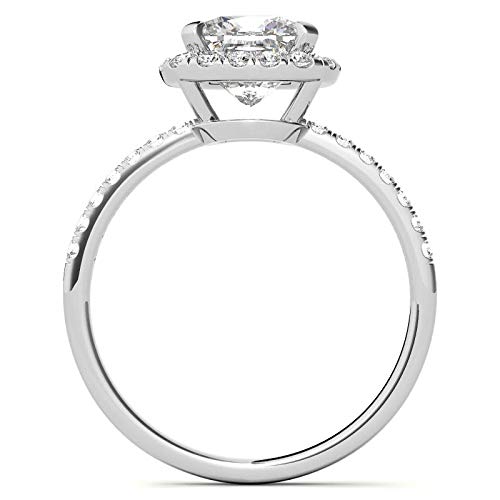 1.40 Carat Cushion Cut Moissanite Engagement Ring for Women, Wedding Band, Solitaire Halo Bridal Set in Sterling Silver - Perfect for Proposals, Anniversaries & Romantic Gifts