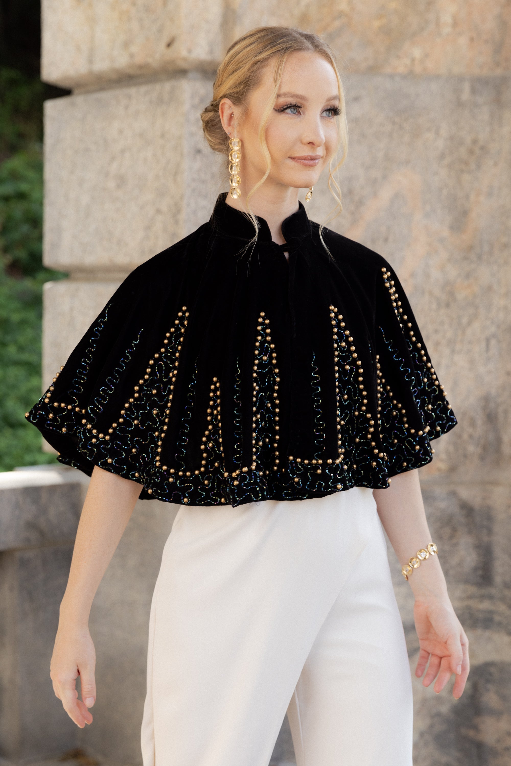 Elegant Holiday Velvet Embellished Capelet Shawl for Women - Perfect for Christmas Parties, Weddings & Special Occasions