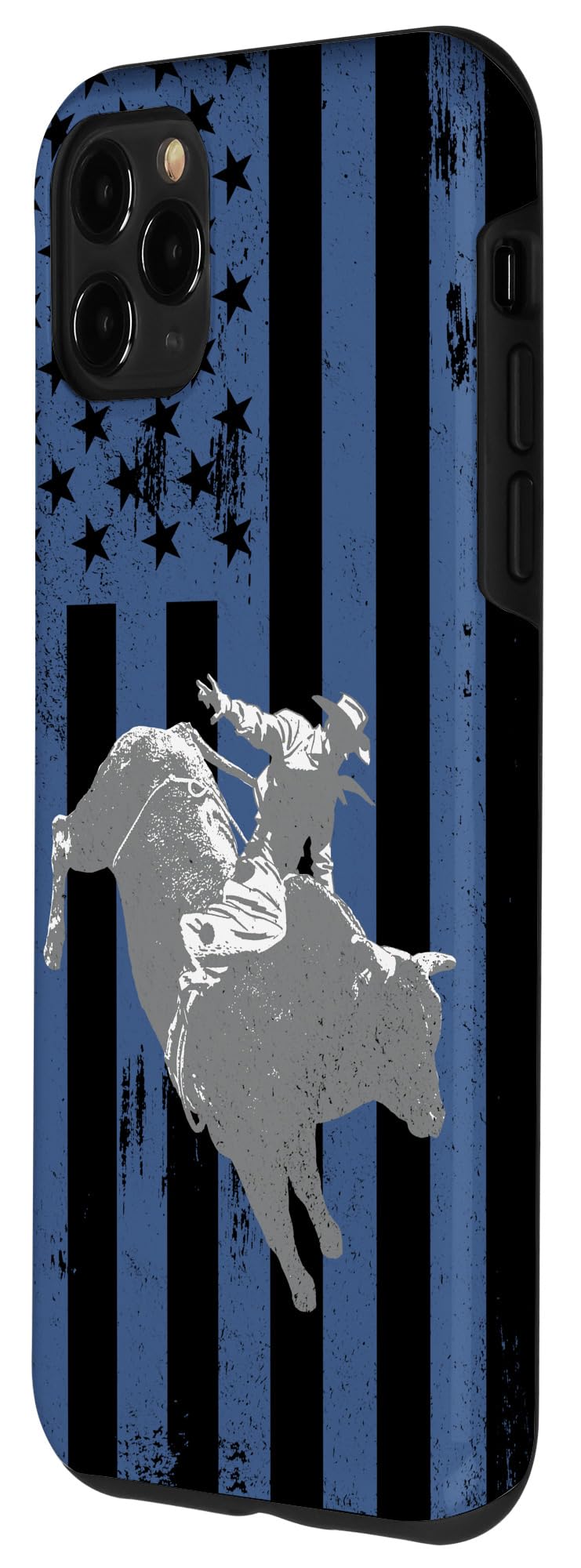 iPhone 11 Pro Max Case - American Flag Retro Bull Riding Design - Durable Protective Cover for Bull Riders & Western Enthusiasts - Perfect Gift for Rodeo Fans & Cowboy Lifestyle