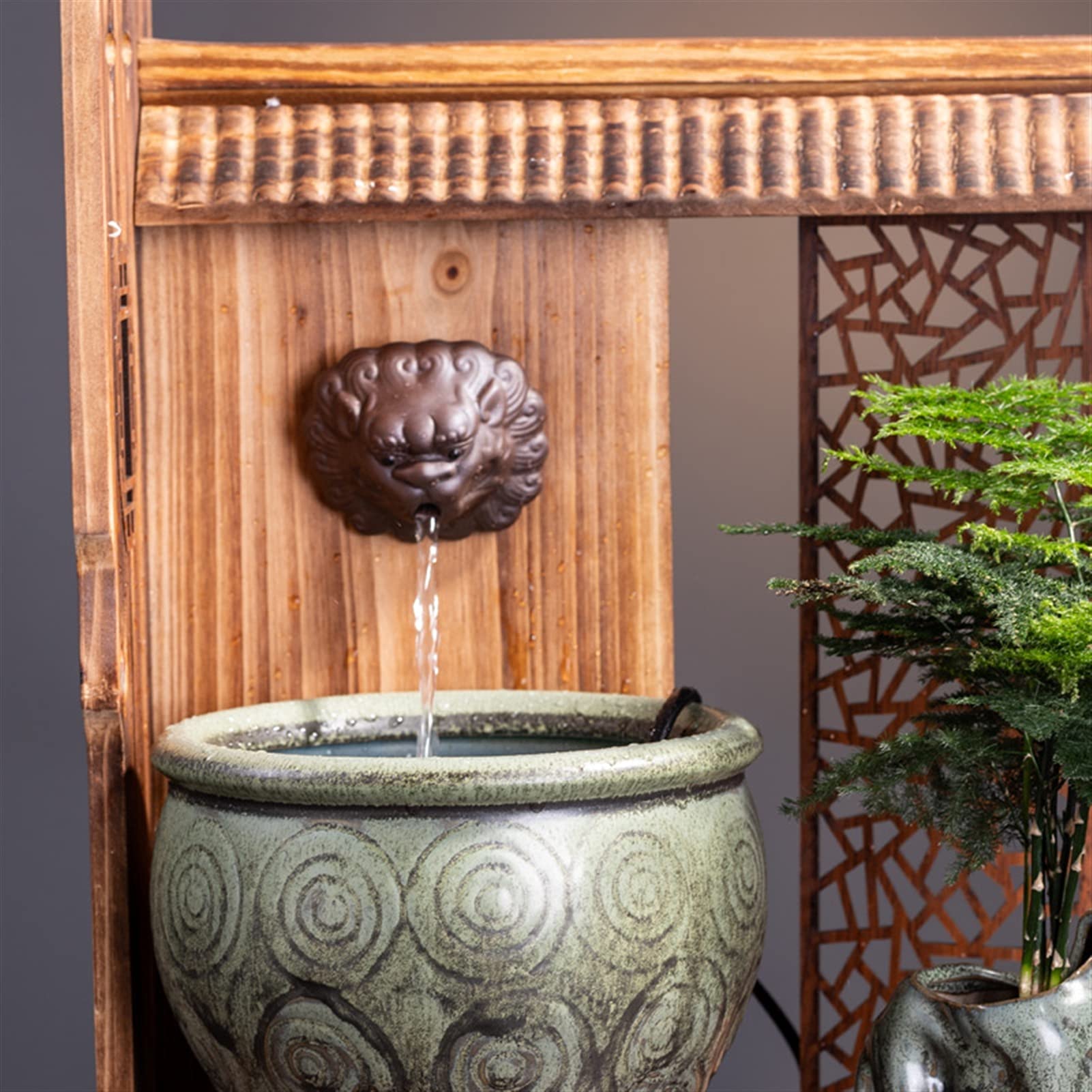 Chinese Style Desktop Fountain - Indoor Tabletop Water Fountain with Circulating Flow for Office & Home Decor | Relaxing Zen Bonsai Water Feature for Stress Relief & Feng Shui