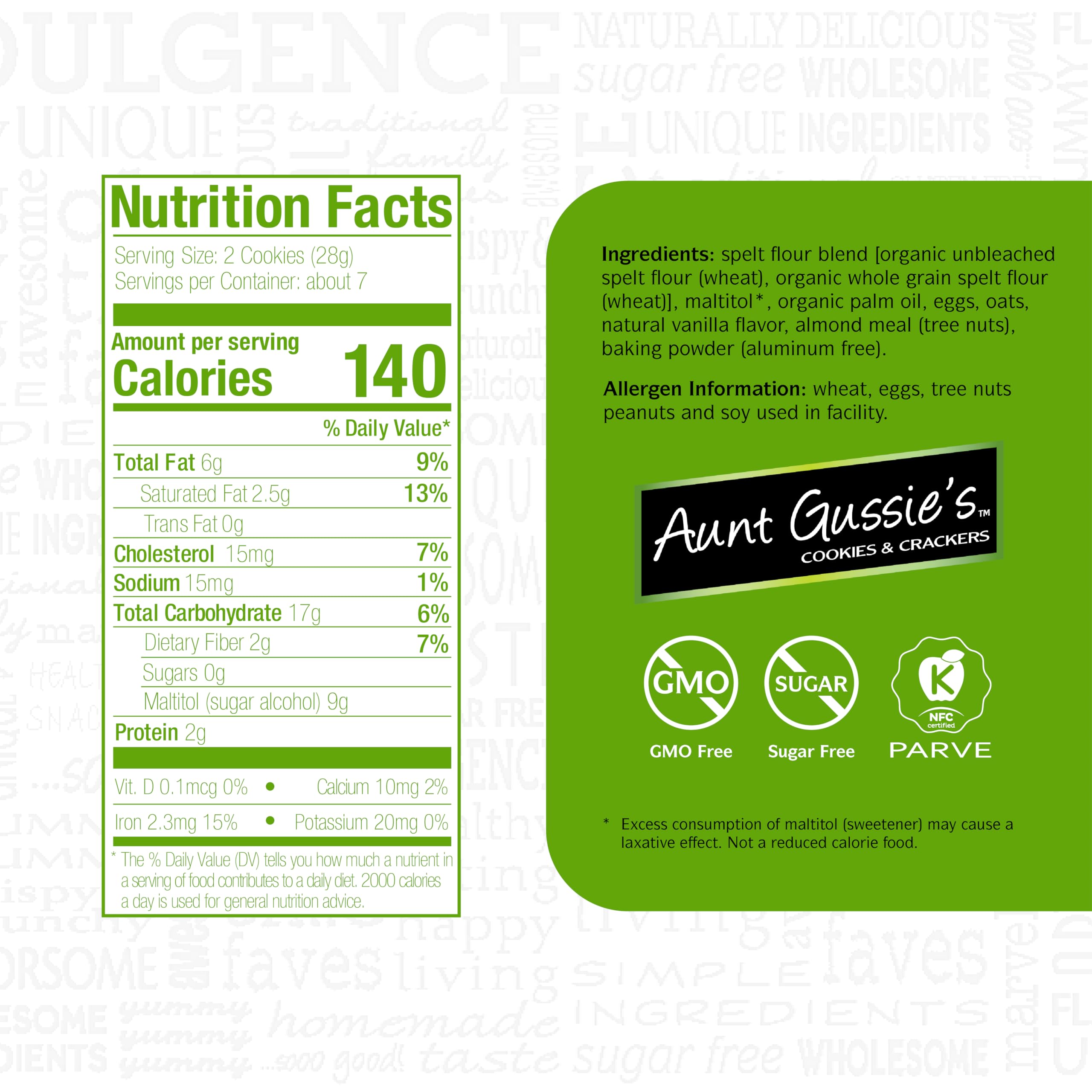 Aunt Gussie's Sugar Free Spelt Oatmeal Cookies - 4 Pack | Gluten Free Healthy Snacks for Diabetics & Keto Diet | Perfect for Breakfast, Office Snacks & Gift Baskets
