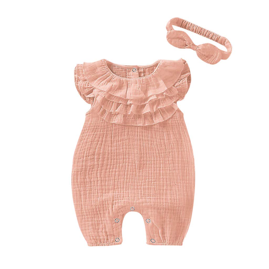 LISfsa Newborn Baby Romper - Sleeveless Jumpsuit for Girls & Boys | Summer Outfits with Headband | Perfect for Playdates, Beach Trips & Family Photos